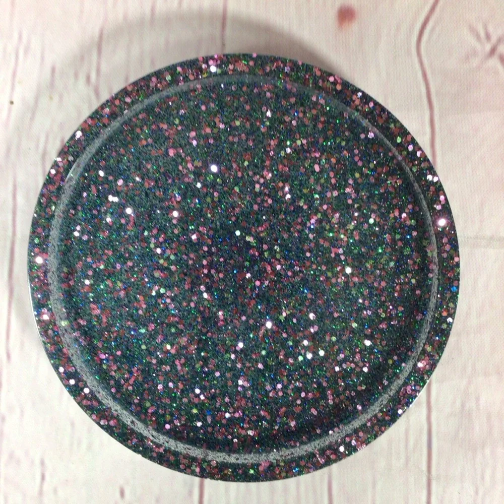 Hand Crafted Purple and Blue Glitter Coasters - Set of 3